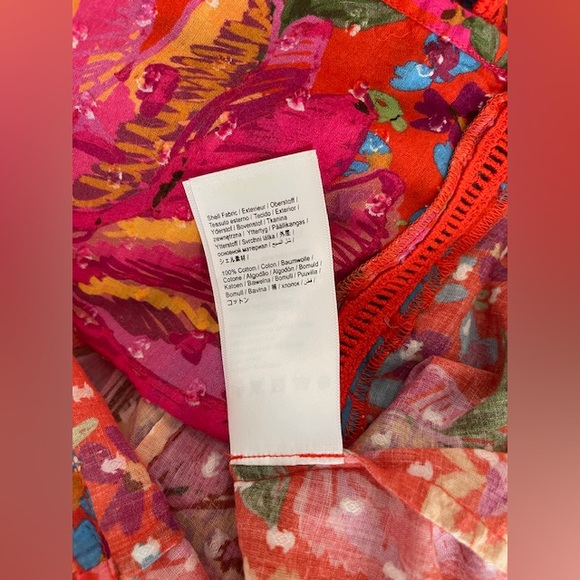 FARM Rio Red Spring Bananas Ruffle Cotton Blouse - Picture 8 of 8